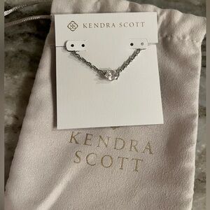 Kendra Scott Silver Necklace with Clear Faceted Stone (worn once)